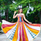 Old Marigold Corset With Multi Lehanga