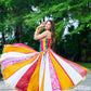 Old Marigold Corset With Multi Lehanga