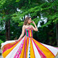 Old Marigold Corset With Multi Lehanga