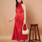 Red Siroski Satin Frock