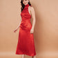 Red Siroski Satin Frock