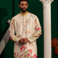 Elegant Lotus and Cattle Motif Printed Embroidered Kurta for Men