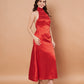 Red Siroski Satin Frock
