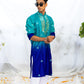 Blue Shaded Kurta with Mirror Neck Detail