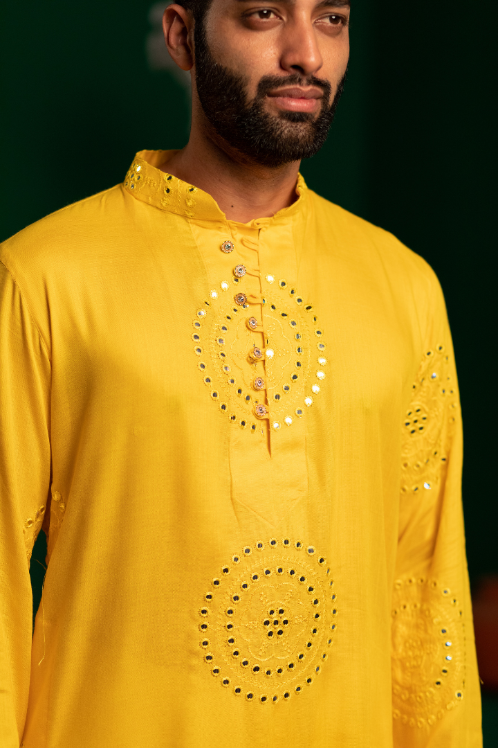 Fire Gold Mirror Foil Kurta