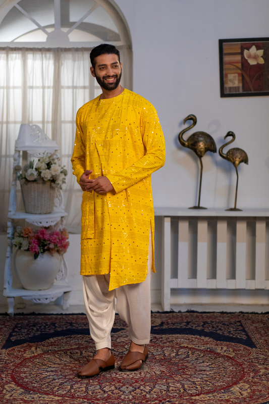 Sunflower Mirror Sequin Kurta