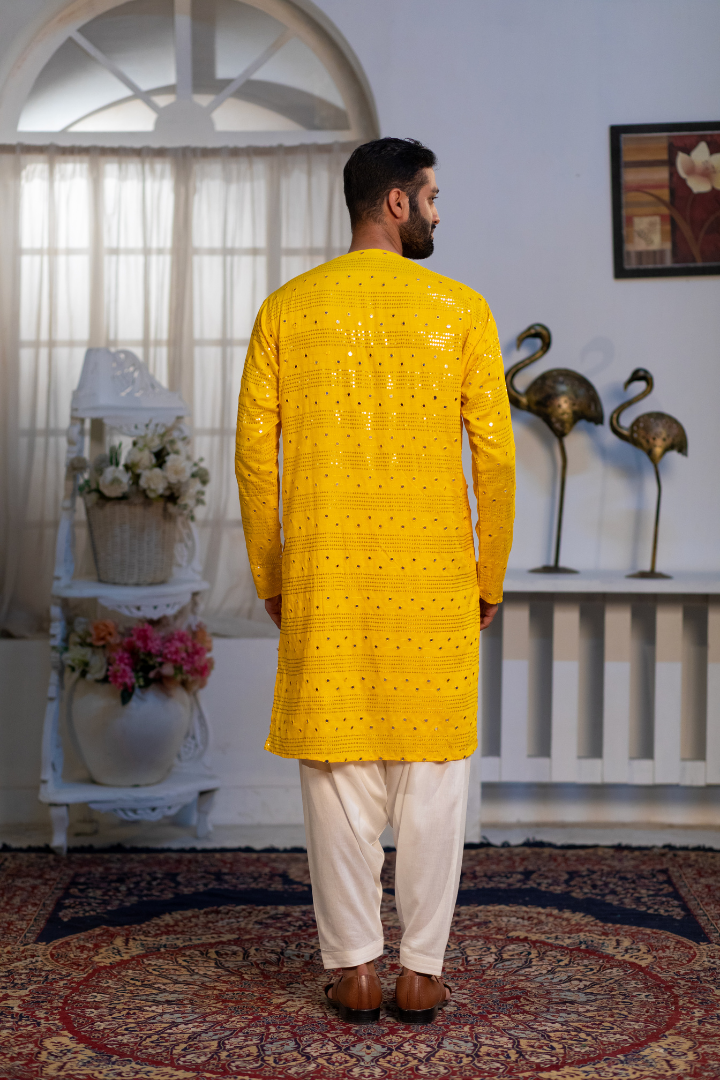 Sunflower Mirror Sequin Kurta