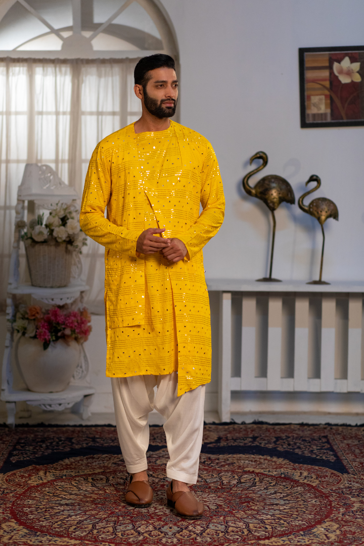 Sunflower Mirror Sequin Kurta