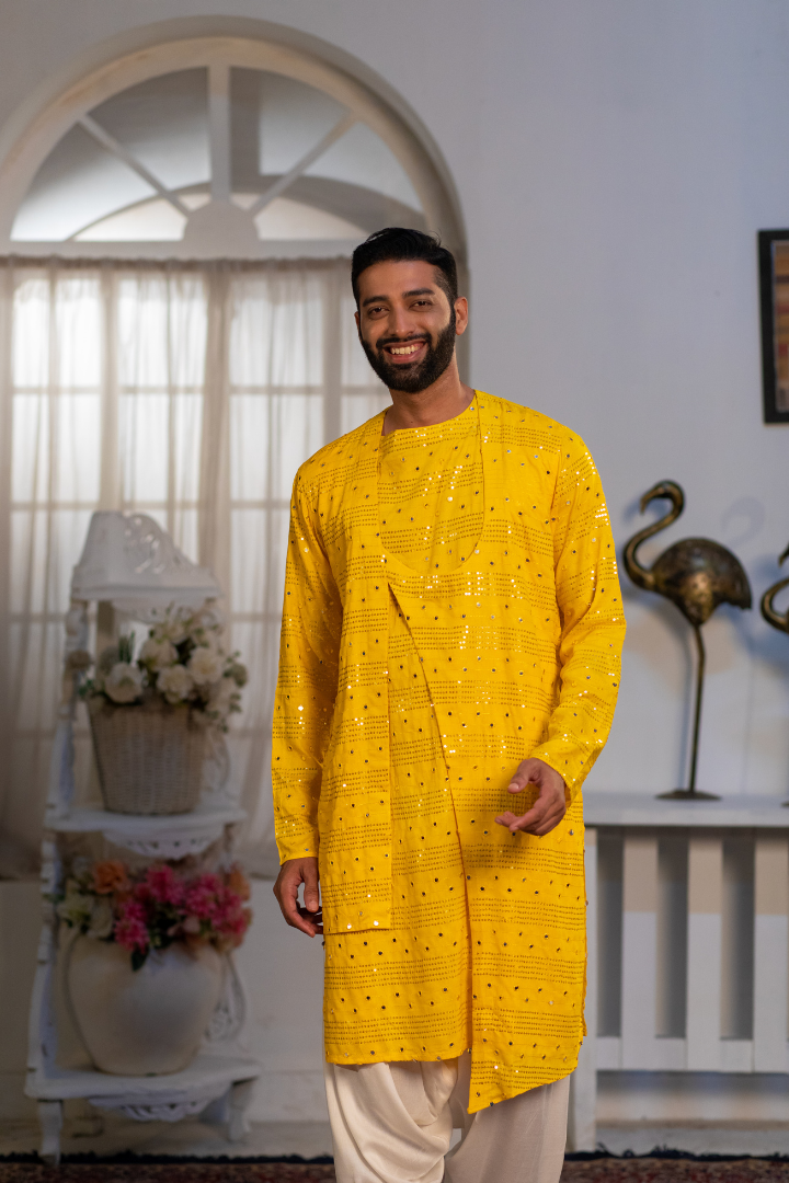 Sunflower Mirror Sequin Kurta