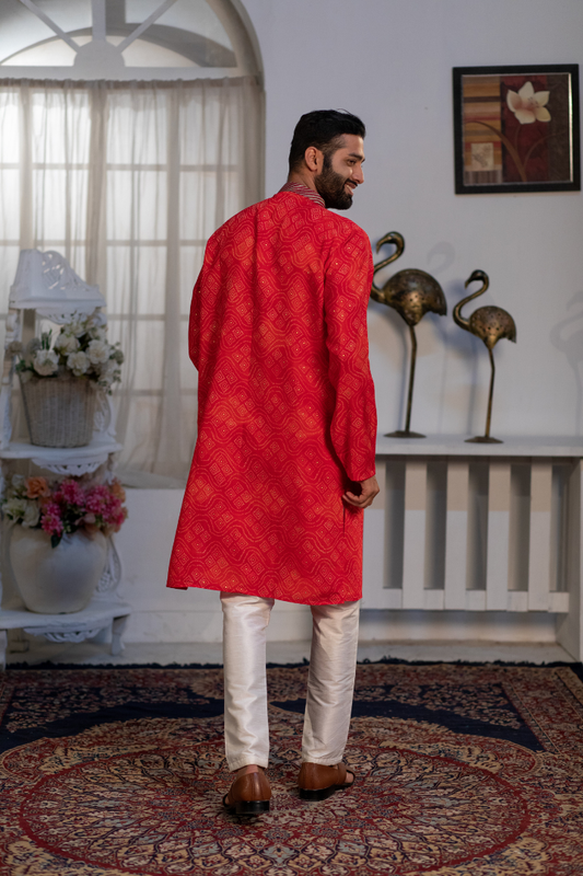 Brick Red Digital Print Kurta