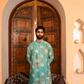 Serene Jade Blue Batik Kurta