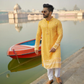 Orchid-Yellow Rayon Kurta with White Embroidery