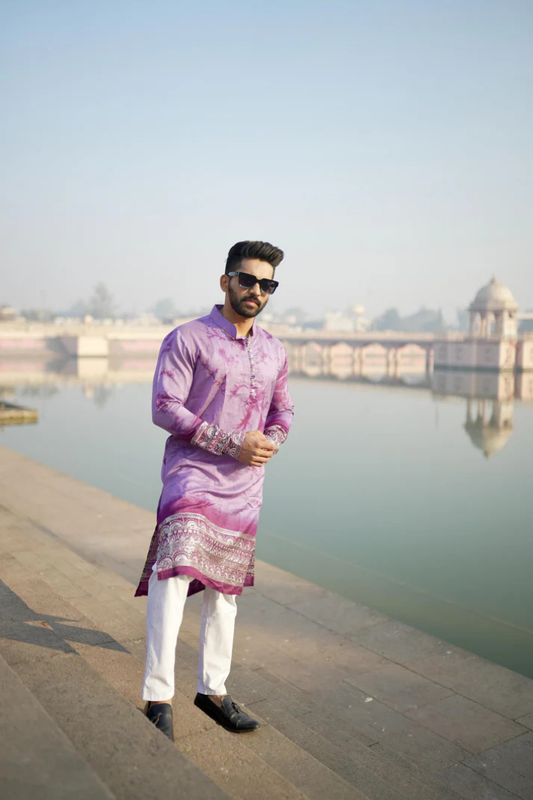 Magenta Sunshine Chanderi Kurta with Border