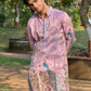 Rose Purple Kurta with Elegant Deer and Peacock Motifs