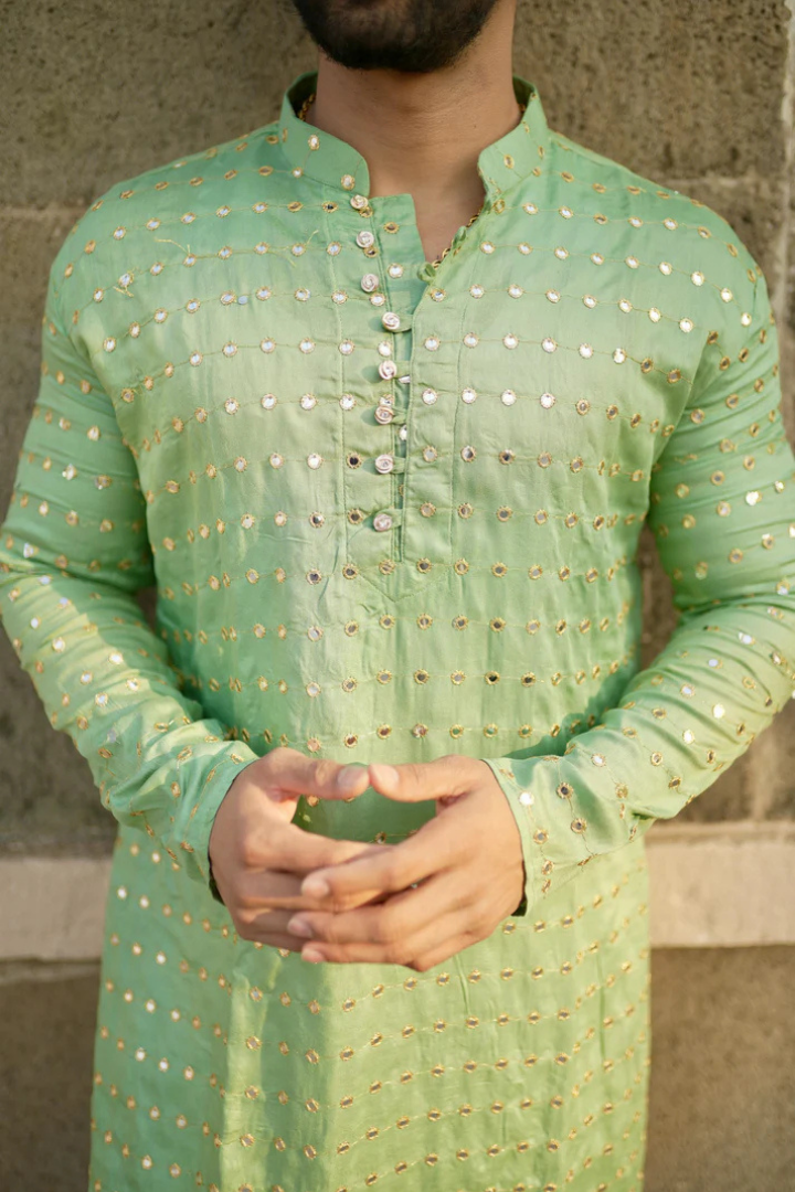 Pista Kaanch - Rayon Mirror Kurta