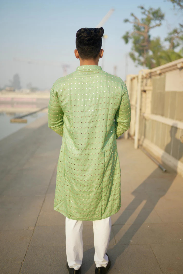 Pista Kaanch - Rayon Mirror Kurta