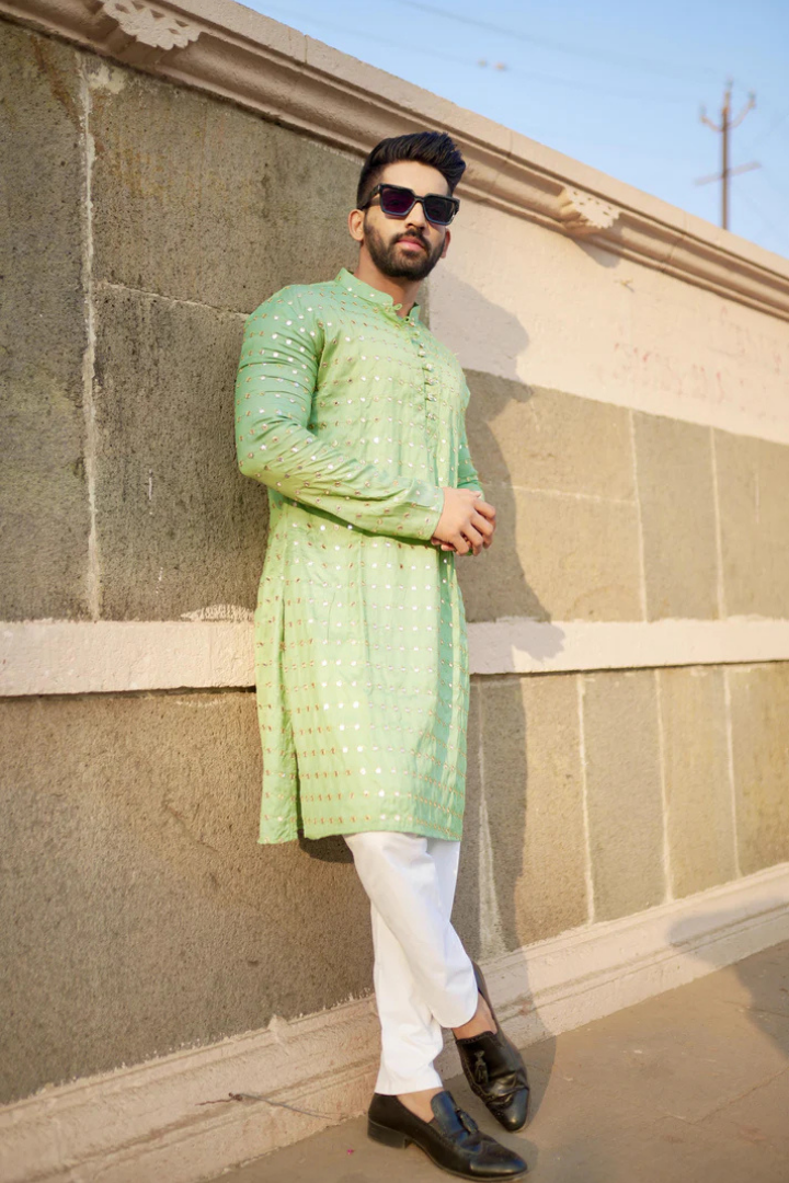 Pista Kaanch - Rayon Mirror Kurta