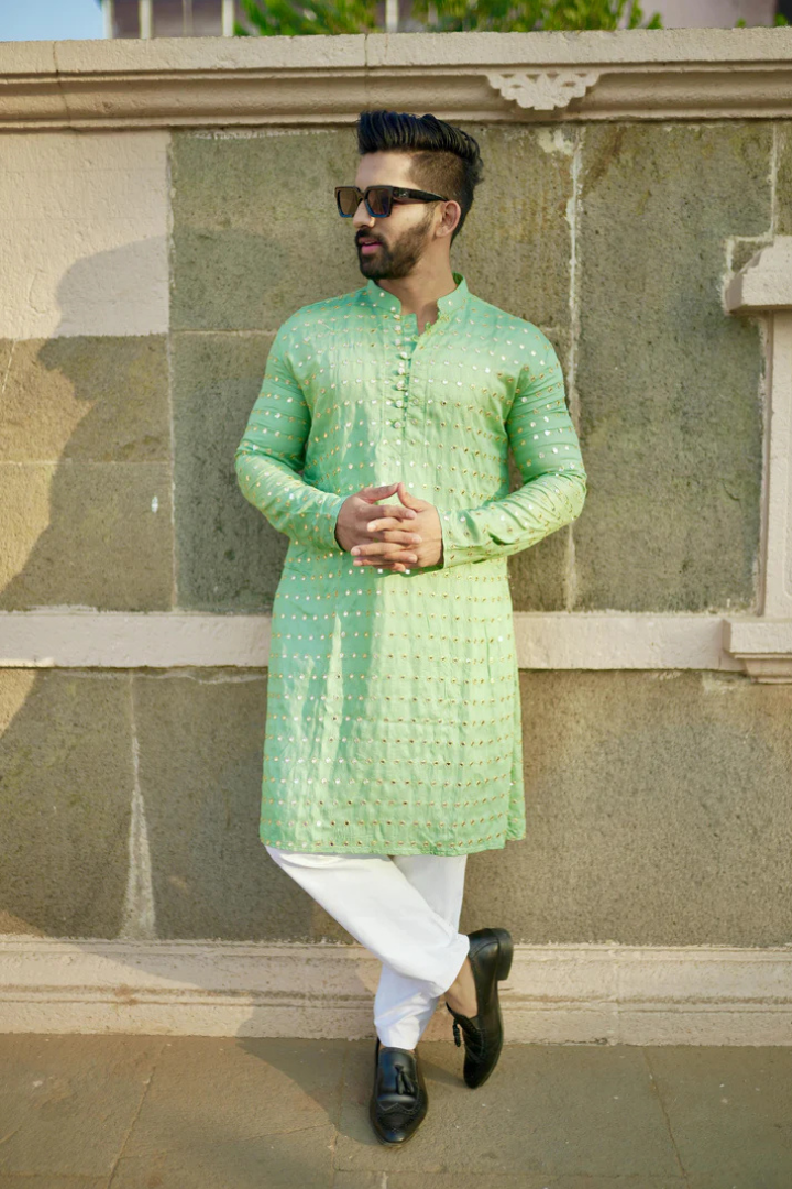 Pista Kaanch - Rayon Mirror Kurta