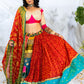 Multicolored Lehenga with Red & Green Sequin Embroidery & Raw Silk Blouse