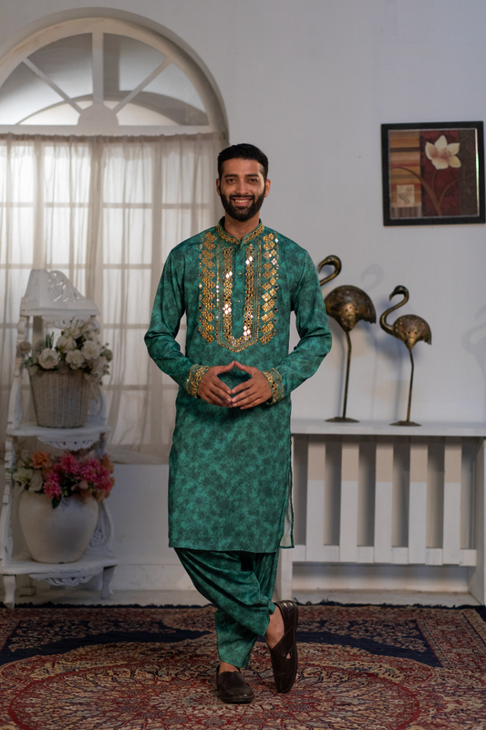 Myrtle Green Mirror Salwar Set