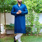 Blue Self-Embroidered Kurta