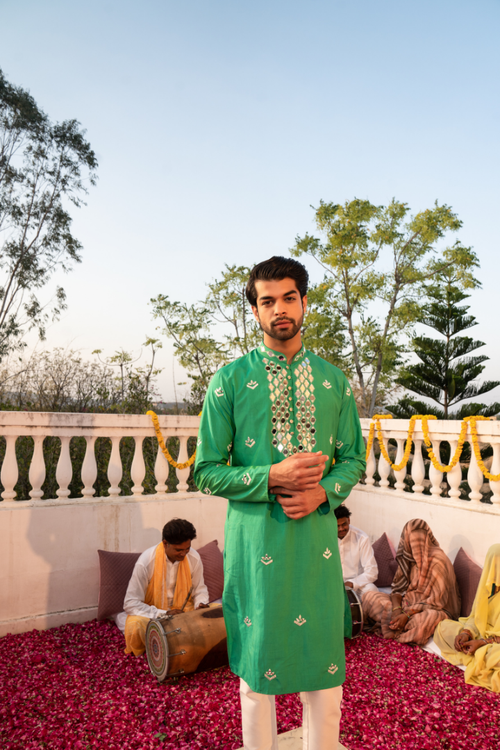 Regal Emerald Green Kanch Kurta