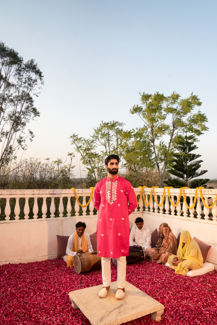 Fuscia Pink Kanch Kurta