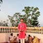 Majestic Hawa Mahal Red Mirror Kurta