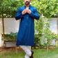 Blue Self-Embroidered Kurta