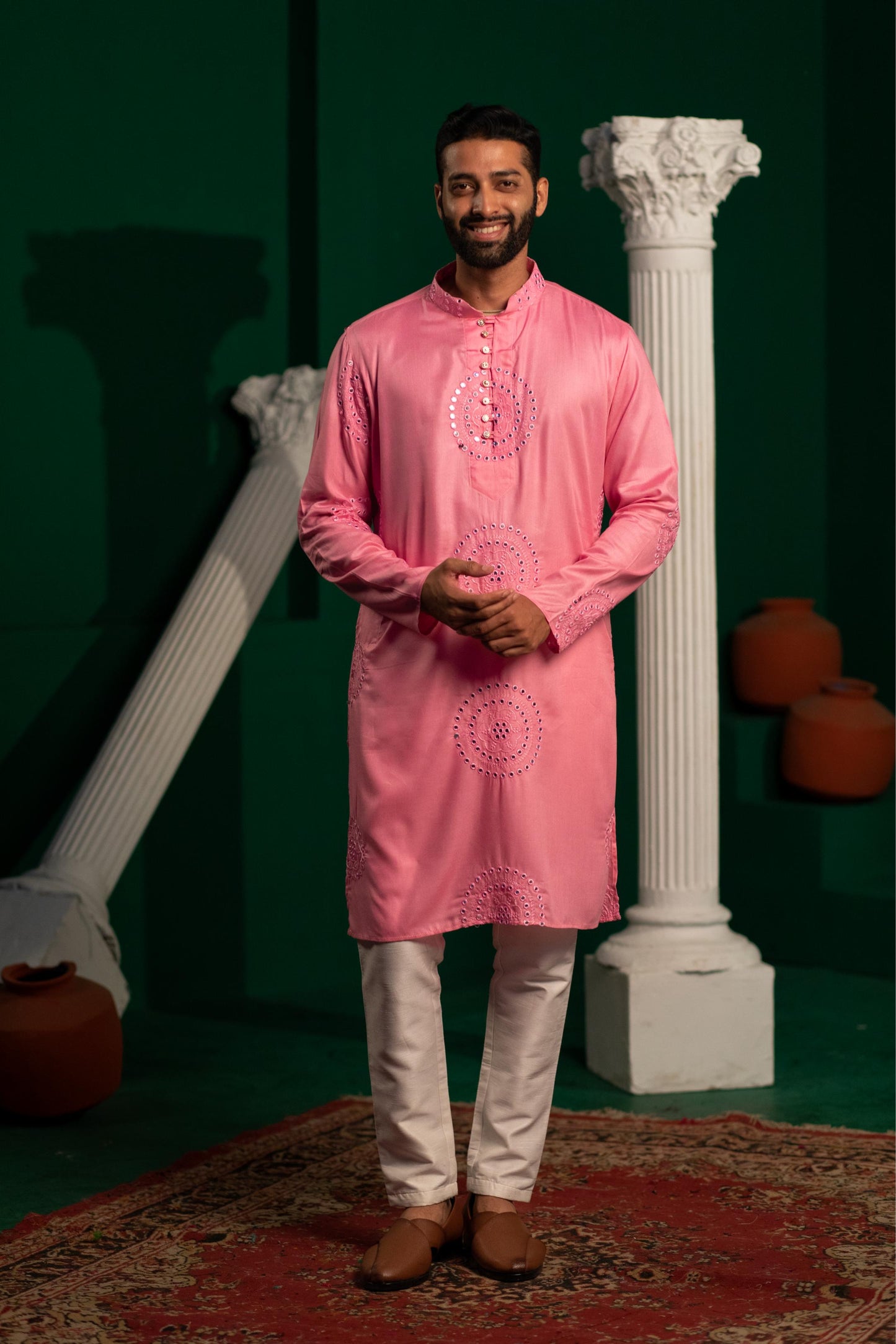 Pearl Pink Foil Mirror Kurta