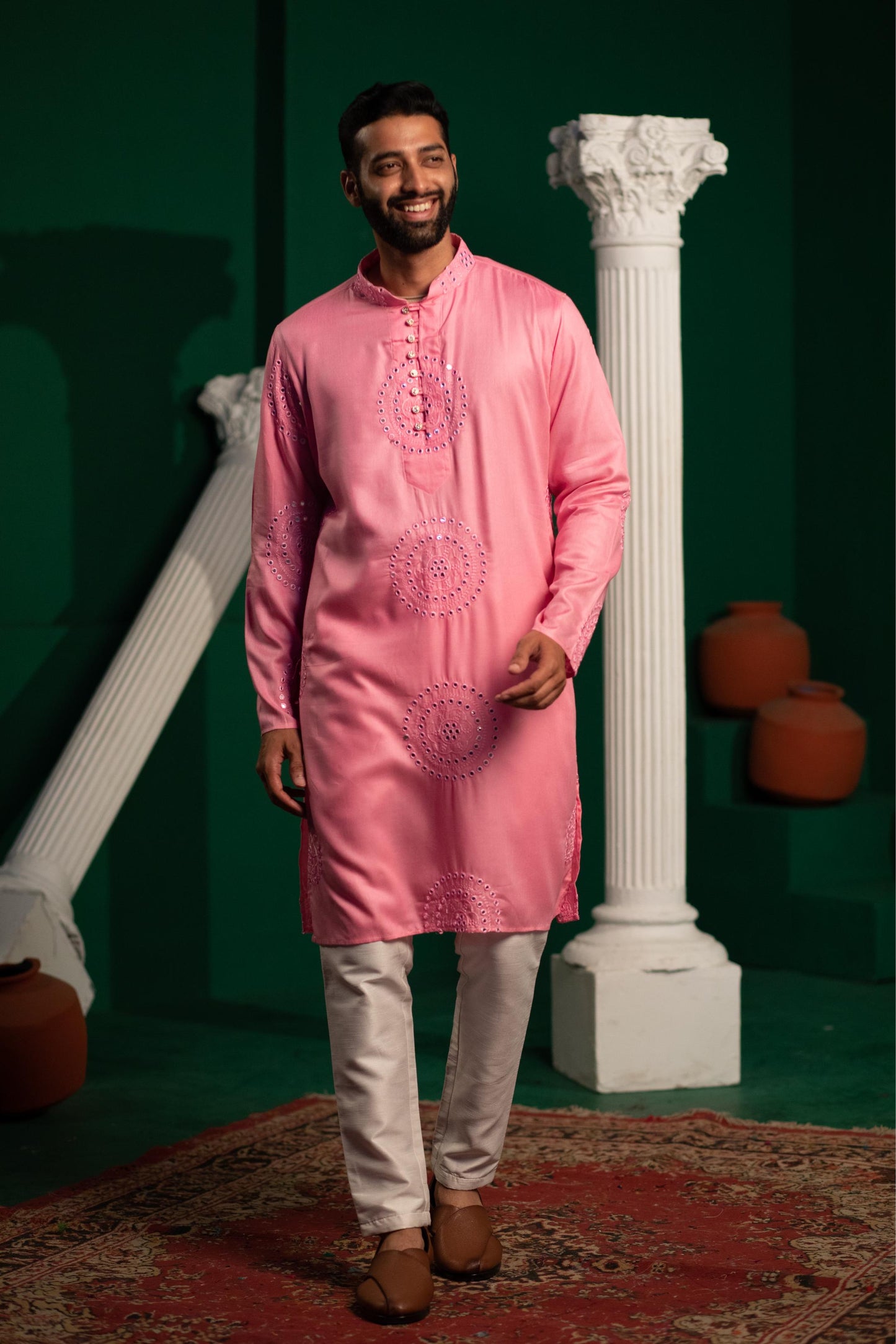 Pearl Pink Foil Mirror Kurta