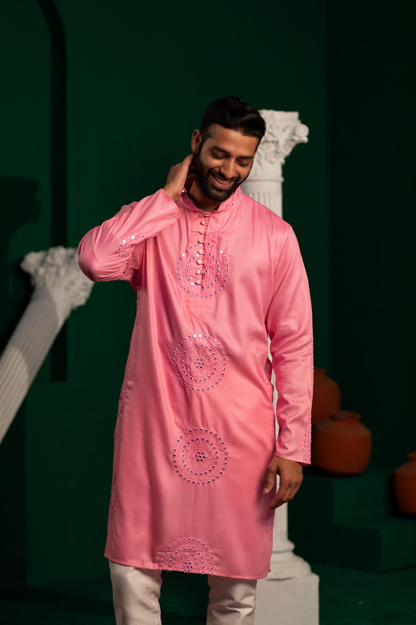 Pearl Pink Foil Mirror Kurta