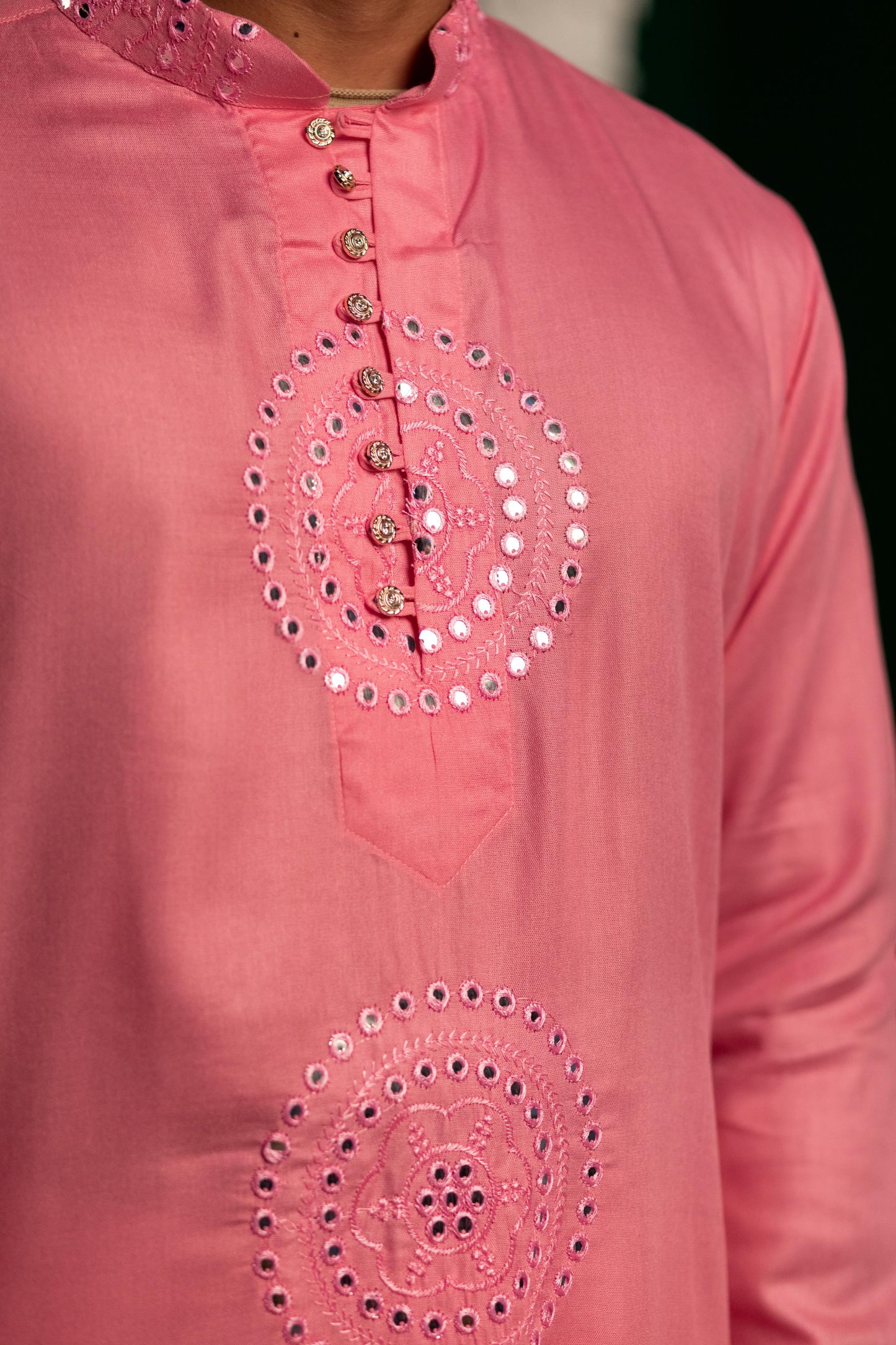 Pearl Pink Foil Mirror Kurta