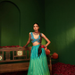 Devi Arctic Blue Lehenga in Raw Silk, Georgette & Crepe