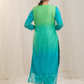 Shaded Hara Hara Kurta Set with Silk Pants and Organza Embroidery