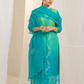 Shaded Hara Hara Kurta Set with Silk Pants and Organza Embroidery