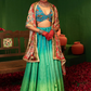 Devi Arctic Blue Lehenga in Raw Silk, Georgette & Crepe