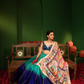 Devi Azure Silk Lehenga in Raw Silk & Crepe