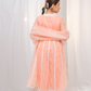 Ethereal Kesari Organza Anarkali with Safed Embroidery, Pants, and Dupatta