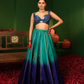 Devi Azure Silk Lehenga in Raw Silk & Crepe