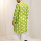 Classic Safed Hara Checks Chanderi Silk Kurta