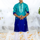 Blue Shaded Kurta with Mirror Neck Detail