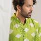 Classic Safed Hara Checks Chanderi Silk Kurta