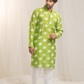 Classic Safed Hara Checks Chanderi Silk Kurta