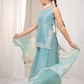 Bubbly Blue Sharara Set with Elegant White Embroidery Detail