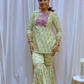 Green Printed Kurta Sharara Set with Bandhani Dupatta and Exquisite Mirror Work