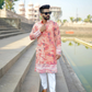 Anar - Orange Batik with White Embroidery Rayon Kurta