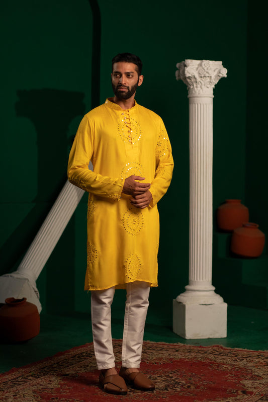 Fire Gold Mirror Foil Kurta