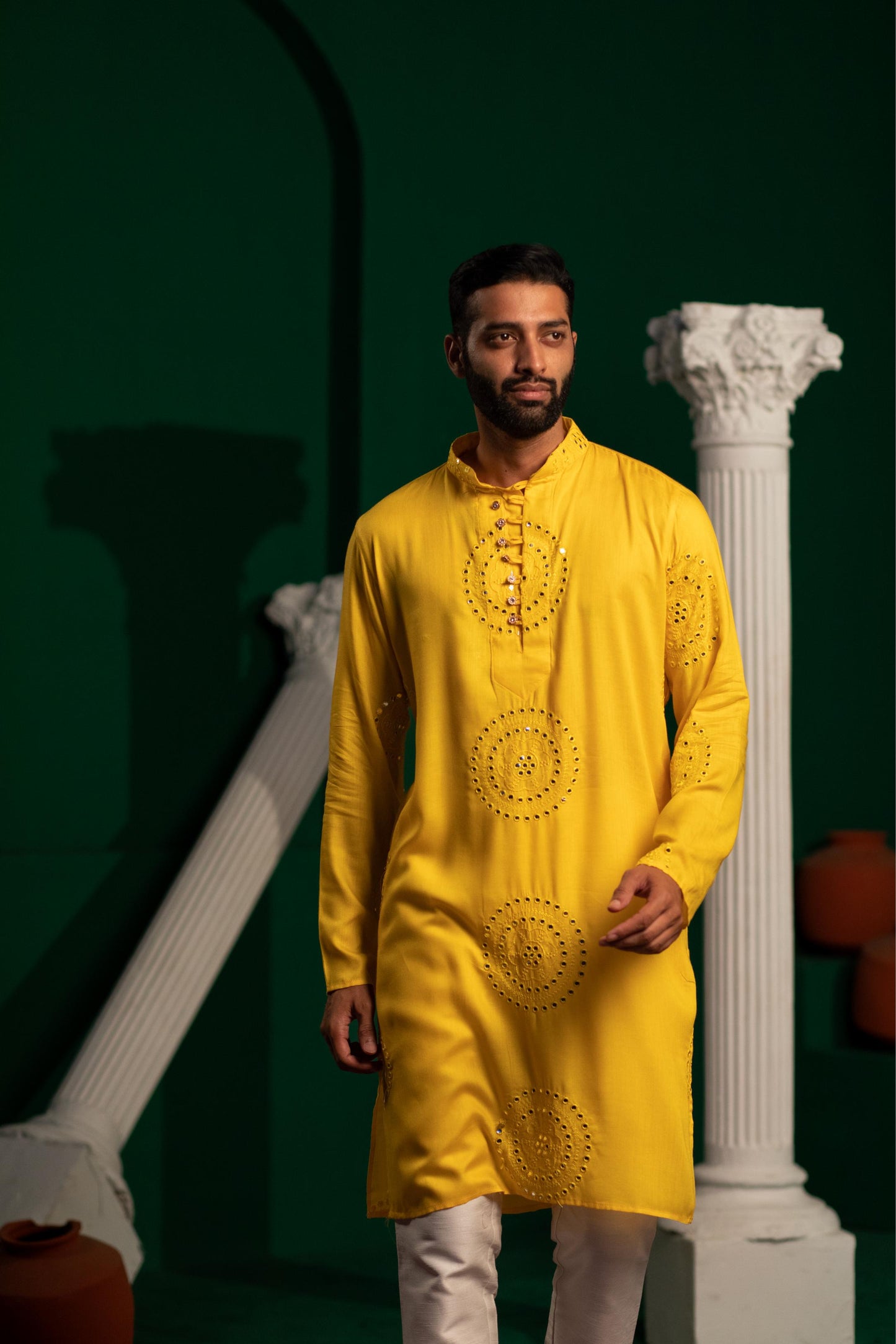 Fire Gold Mirror Foil Kurta