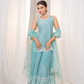 Bubbly Blue Sharara Set with Elegant White Embroidery Detail